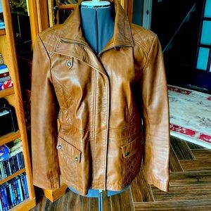 Leather Jacket by Marc NY with quilting accents. Size L